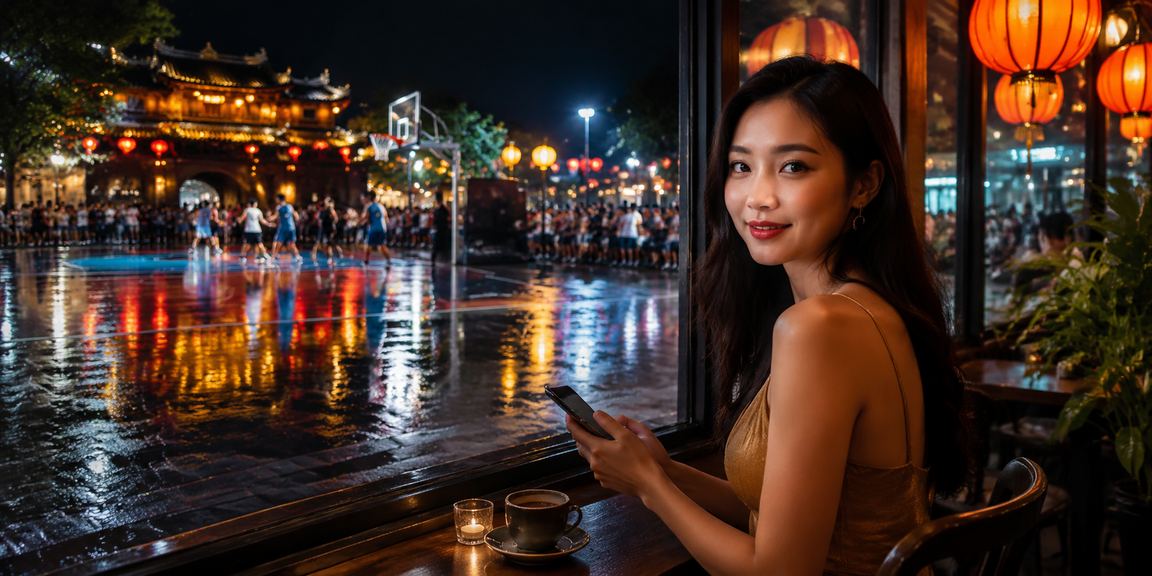 Người chơi tại Huế theo dõi cá cược bóng rổ tại quán cà phê